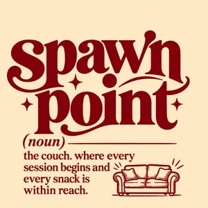 Gamer Couch Grappige Gaming Video Game Liefhebber Spawn Point PNG SVG: Gamer Humor Gaming Liefhebber Grappige Gamer PNG Digitale Download