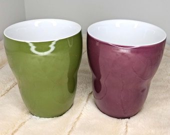 Vintage Starbucks Mugs, Aida Purple/Plum & Green Double Walled 8oz Rare 2008