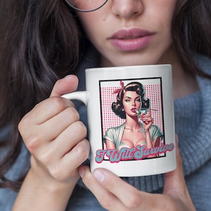 Ceramic Mug, Retro Strong Sexy Woman Quote I Will Survive, Cocktail Cup, Feminist Coffee Mug, Vintage Retro Gift, Funny Boss Lady Tea Cup