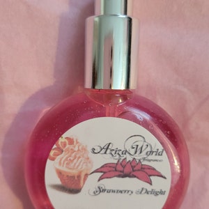 Strawberry Delight Perfume 1 oz, Gourmand perfume, bakery perfume, bakery scents, berry scent, strawberry perfume, aziza world, strawberries image 1