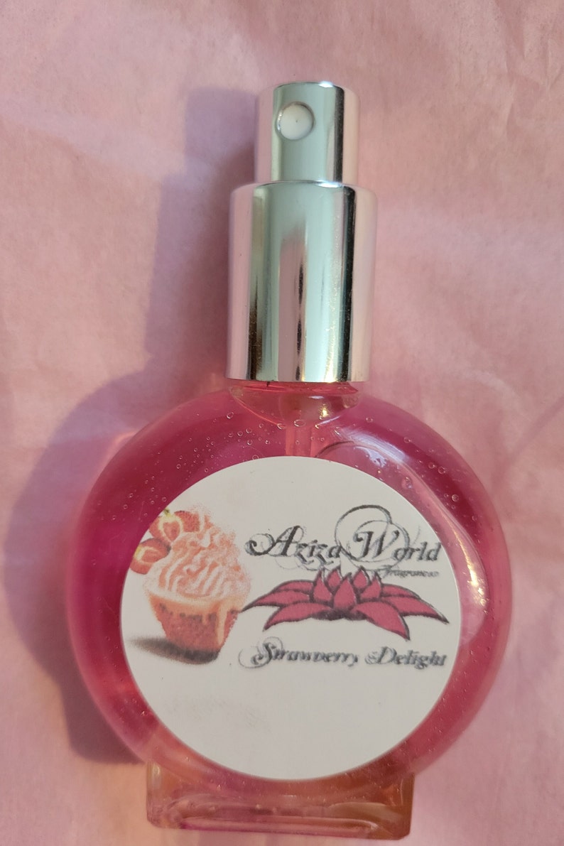 Strawberry Delight Perfume 1 oz, Gourmand perfume, bakery perfume, bakery scents, berry scent, strawberry perfume, aziza world, strawberries image 1