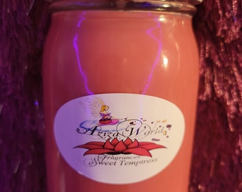 Large Sweet Temptress, Limited Edition All Natural Soy Wax Candle, 16 ounces, fruity candle, spicy candle, cotton candy, jasmine, gourmand