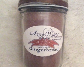 Gingerbread All Natural Soy Wax Candle, gingerbread candle, gingerbread scent, holiday candes, christmas candle, michigan made candles