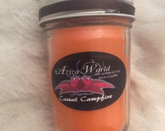 Casual Campfire, All Soy Wax Candle, With fire scent, fire candle, campfire candle, campfire scent, spicy candle, Handmade Candle