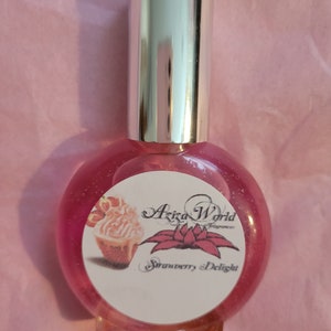 Strawberry Delight Perfume 1 oz, Gourmand perfume, bakery perfume, bakery scents, berry scent, strawberry perfume, aziza world, strawberries image 3