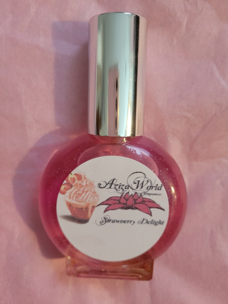 Strawberry Delight Perfume 1 oz, Gourmand perfume, bakery perfume, bakery scents, berry scent, strawberry perfume, aziza world, strawberries image 3