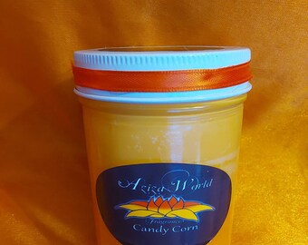 HALLOWEEN LIMITED EDITION Candy Corn 8 oz All natural soy wax candle, candy corn, candy scent, halloween candle, spooky candle, azizaworld