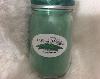 Large Eucalyptus All Natural Soy Wax Candle, holiday candle, eucalyptus, eucalyptus candle, winter candle, michigan candles, aziza world,