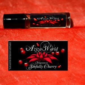 Sinfully Cherry Roll On Perfume Oil, Spicy Fruit with Cherry, Vanilla, Almond, cherry perfume, cherry almond scent, Handmade Ladies Perfume