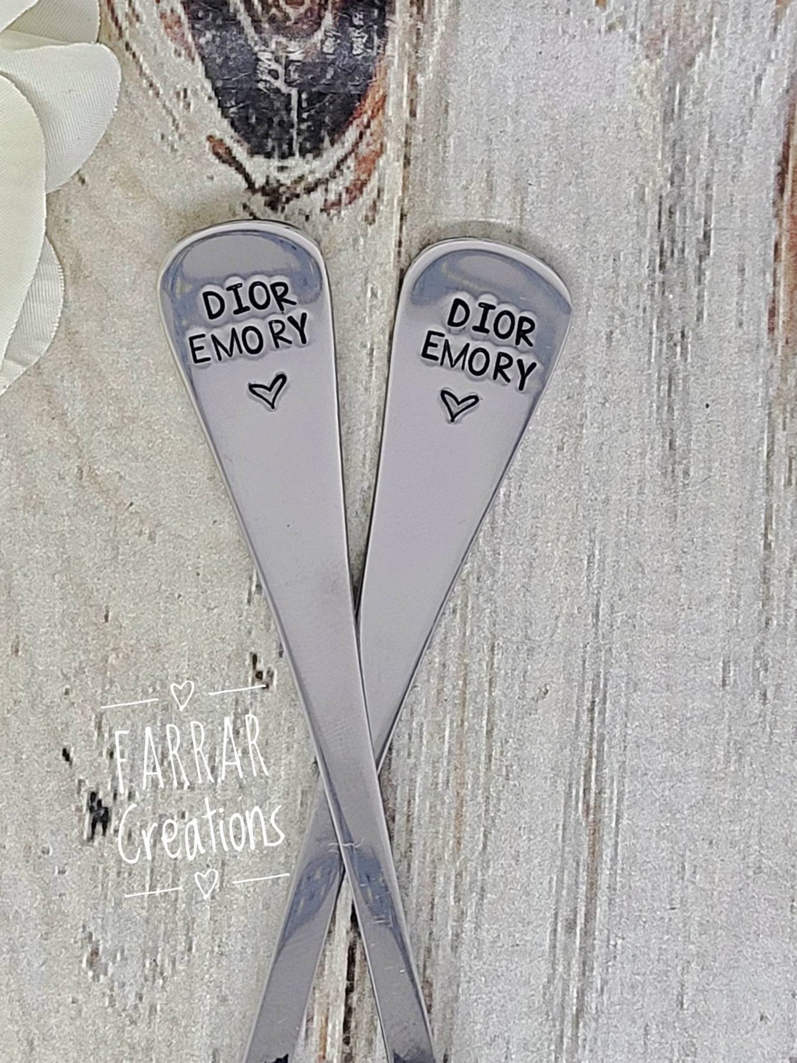 Hand Stamped Childrens Cutlery Set Personalized Baby Etsy