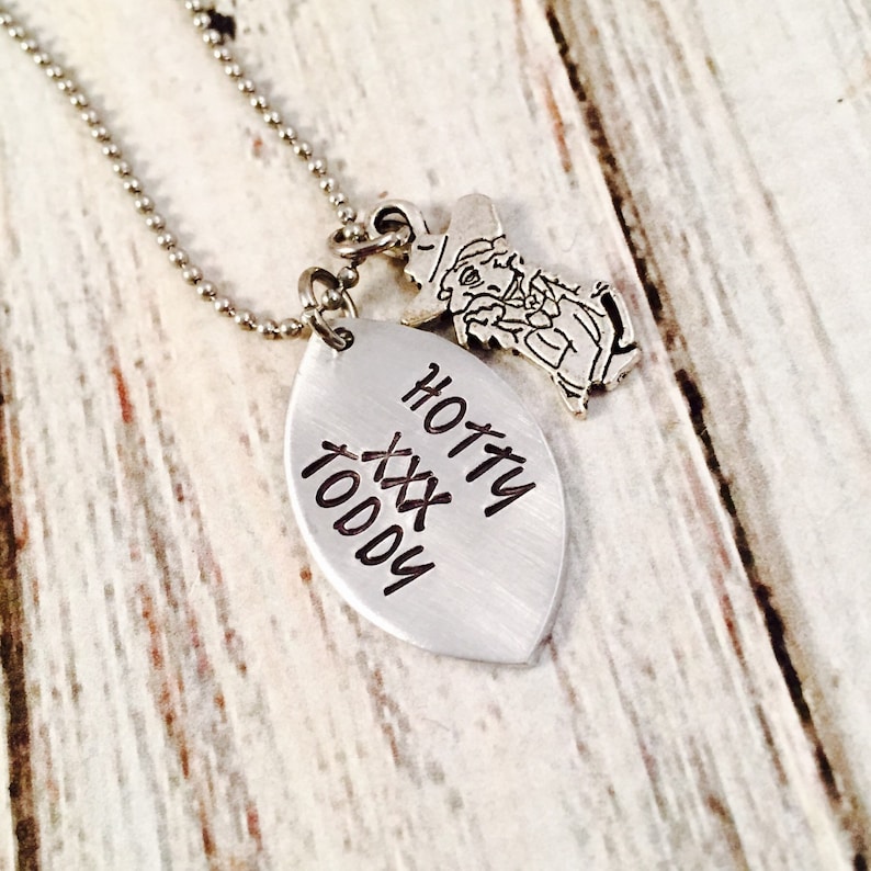 Graduation Gift Game Day Jewelry Colonel Reb College Football Hand Stamped Necklace Mississippi football necklace Football Jewelry