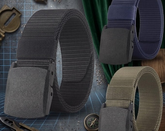 2Pcs Men's Canvas Belt, Nylon Casual Outdoor Belt for Jeans & Pants