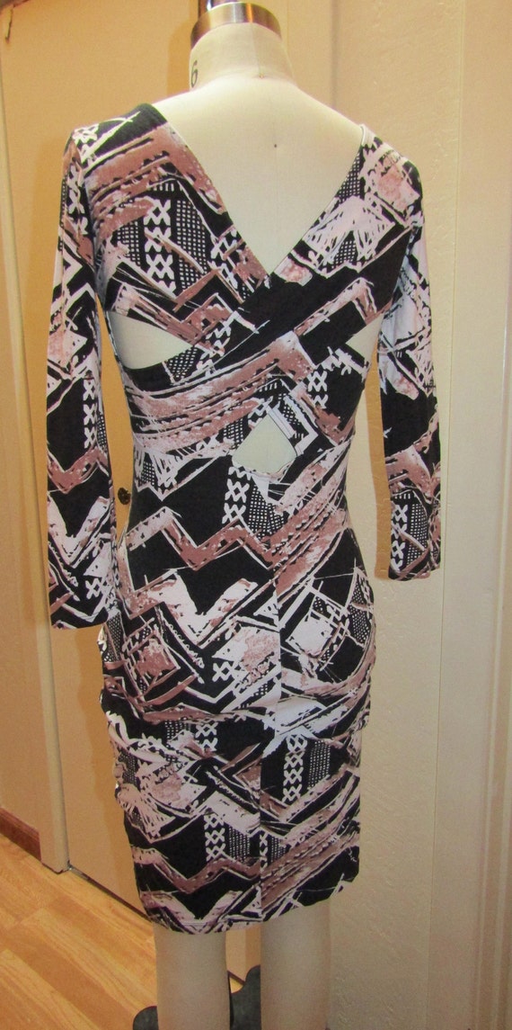 Vintage 1990's Cotton w/ Stretch Tribal Print Dre… - image 4