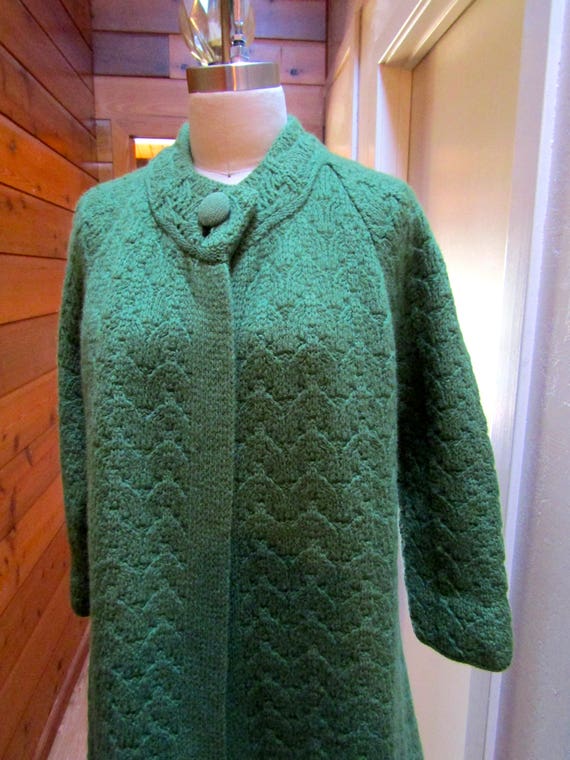 Vintage 1950's Thick Wool Cable Hand Knit Sweater… - image 7