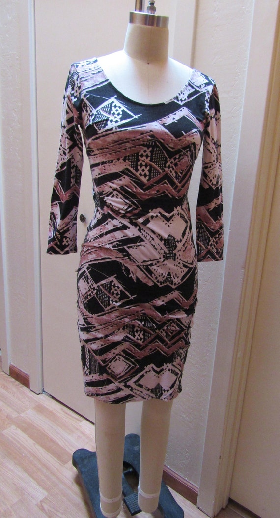 Vintage 1990's Cotton w/ Stretch Tribal Print Dre… - image 2