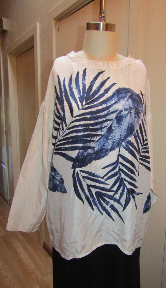 Vintage 1970's 1980's Silk Peasant Blouse Boho Whi