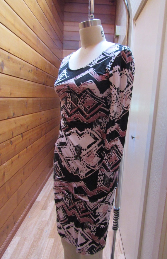 Vintage 1990's Cotton w/ Stretch Tribal Print Dre… - image 3