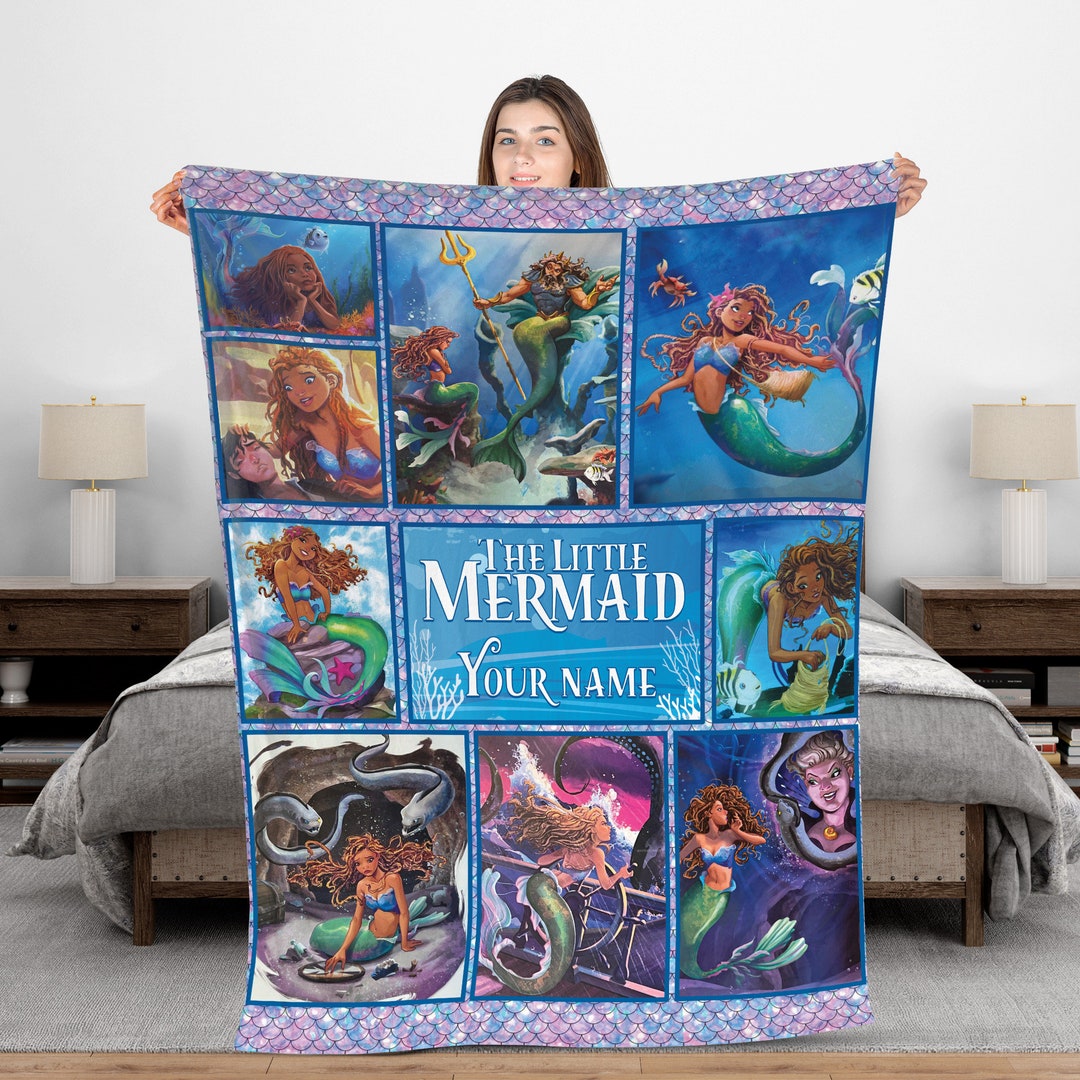 Personalized the Little Mermaid Blanket Custom Name Ariel Etsy