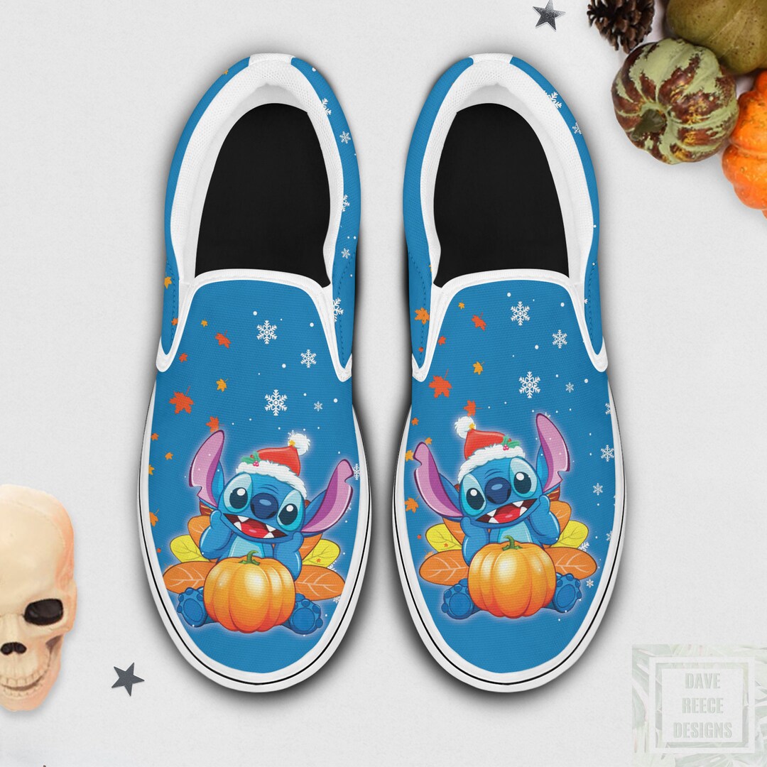 Halloween Slip on Shoes Disney Stitch Blue Halloween Etsy