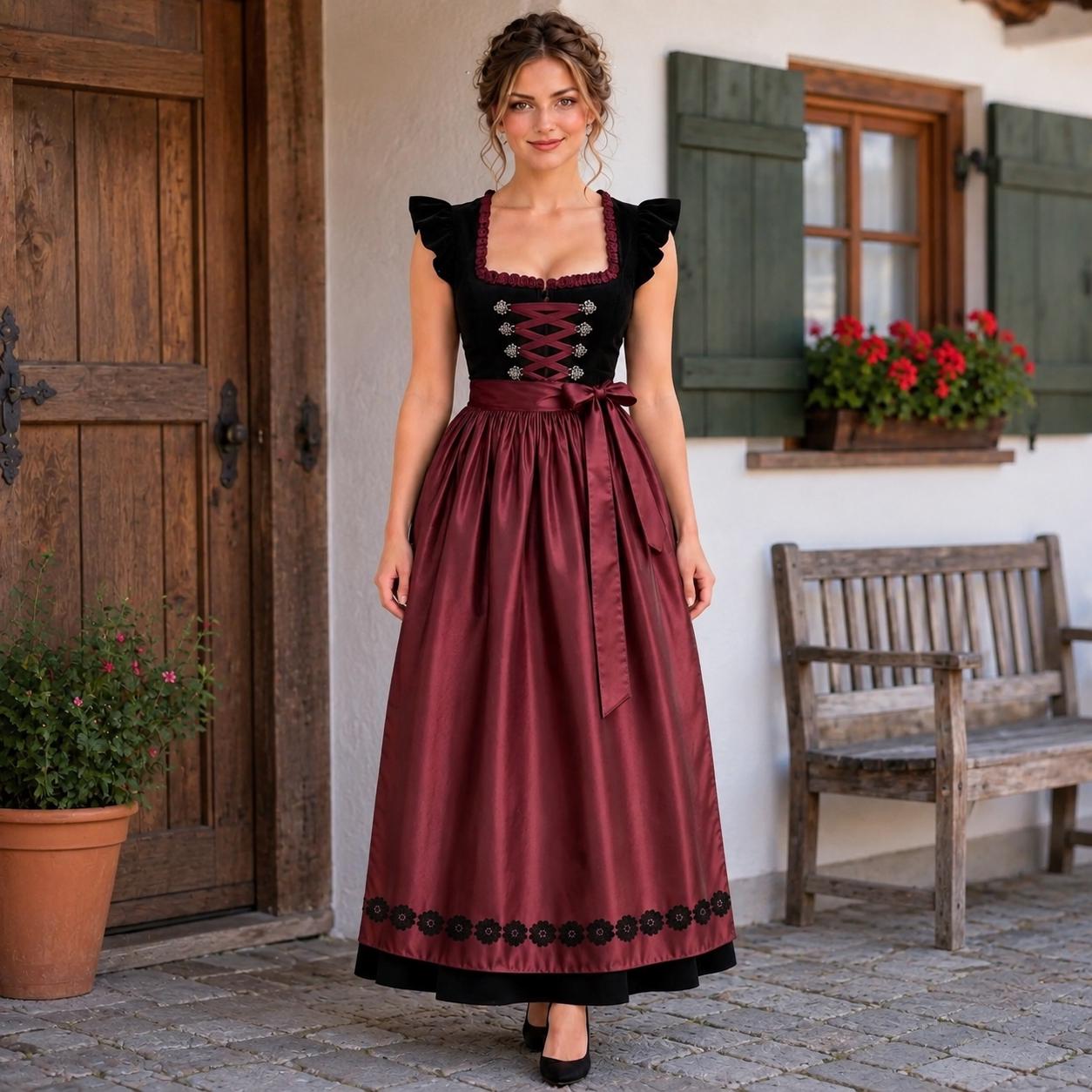 Red Dirndl Austrian - Etsy
