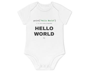 Hello World code print short sleeve Bodysuit | Baby Onesie
