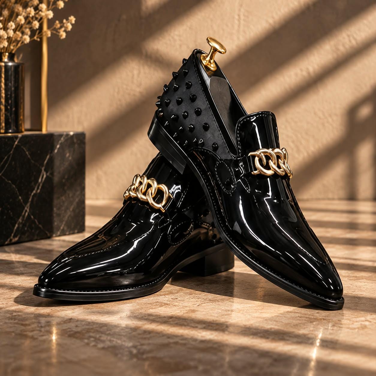 Black and Gold Formal Shoes