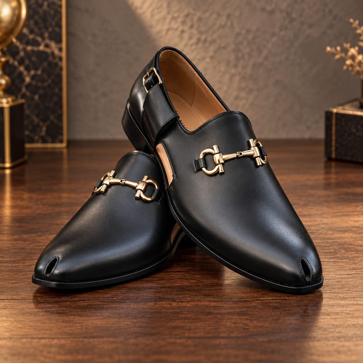 Black and Gold Formal Shoes