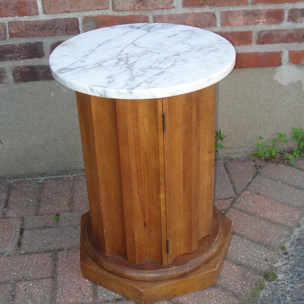 Mid Century Column Table or Pedestal Pick Up Boston Only, Marble Top.  American of Chicago