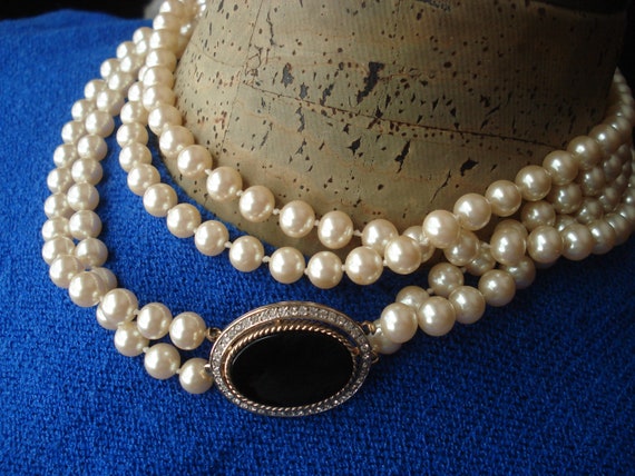 Panetta Opera Length Pearl Double Strand Necklace… - image 8