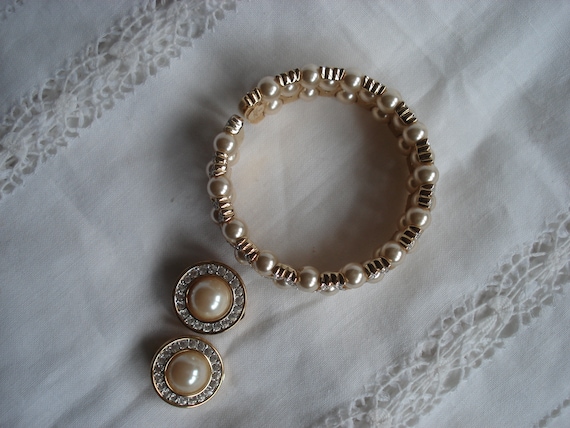 Swarovski Pearl  Earrings and Carolee Pearl Rhine… - image 2