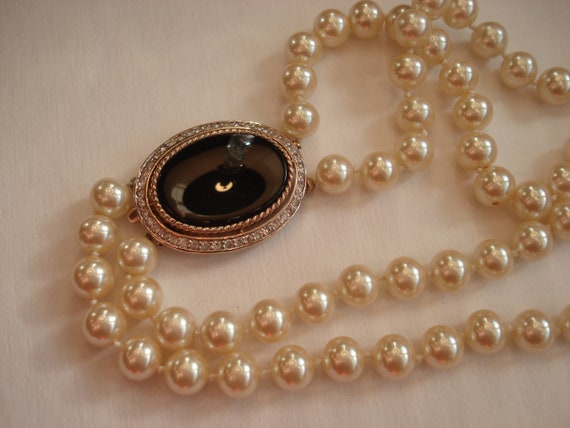 Panetta Opera Length Pearl Double Strand Necklace… - image 2