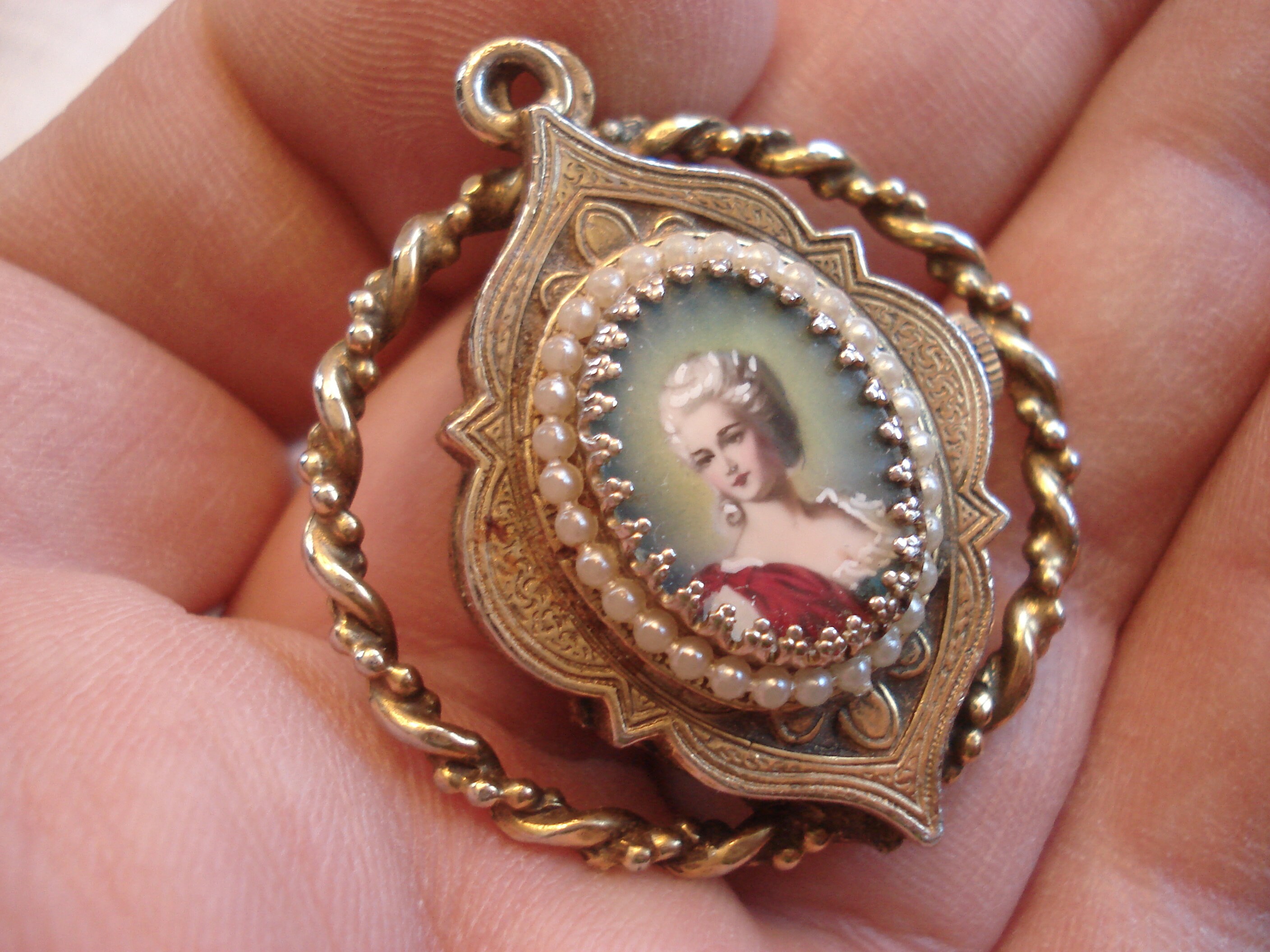 Todd Swiss Watch Fob Pendant, Victorian Style With Woman