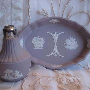 Wedgwood Lilac Ring Dish Tray and Perfume Bottle Atomizer (as is)