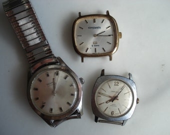 Vintage Men's Benrus, Caravelle and Constantin CQ Watches for Parts