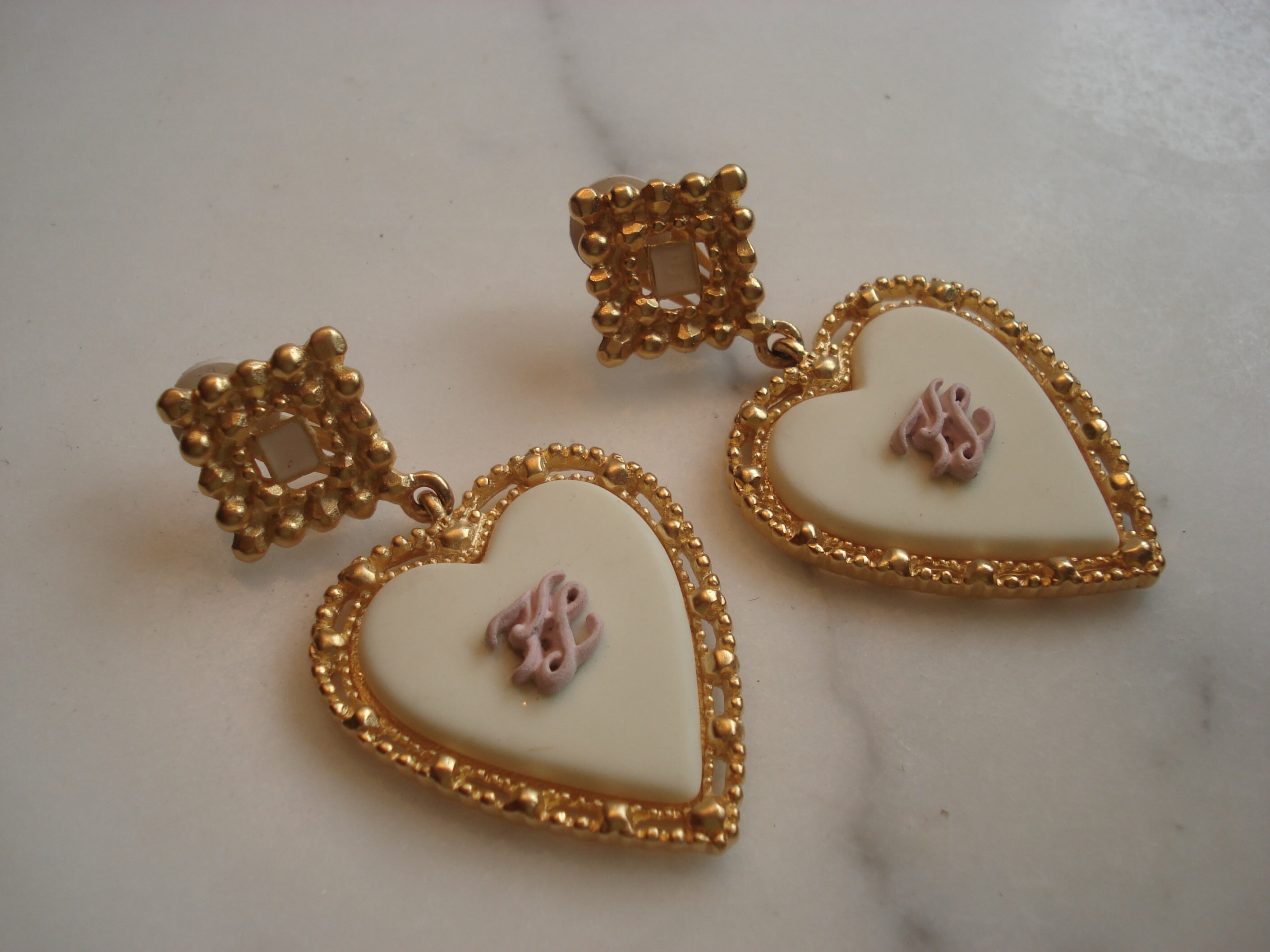 Karl Lagerfeld Heart Earrings, New Old Stock - Etsy