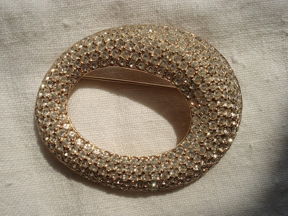 Ciner Pave Gold Tone Ovoid Brooch