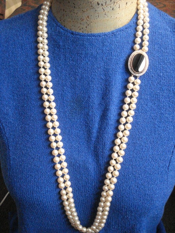 Panetta Opera Length Pearl Double Strand Necklace… - image 9