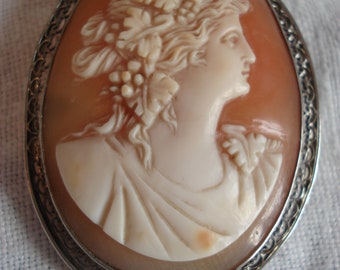 Antique Bacchus Dionysius Cameo Brooch