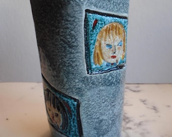 Mid Century Modern Italian Ceramic Art Vase signed Bica, AS IS