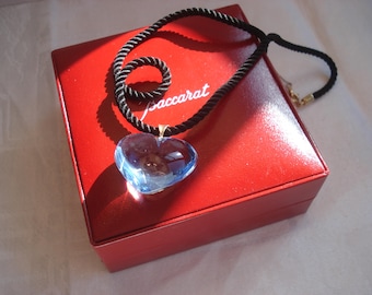 Baccarat Heart Pendant with 18K Bail and Silk Cord