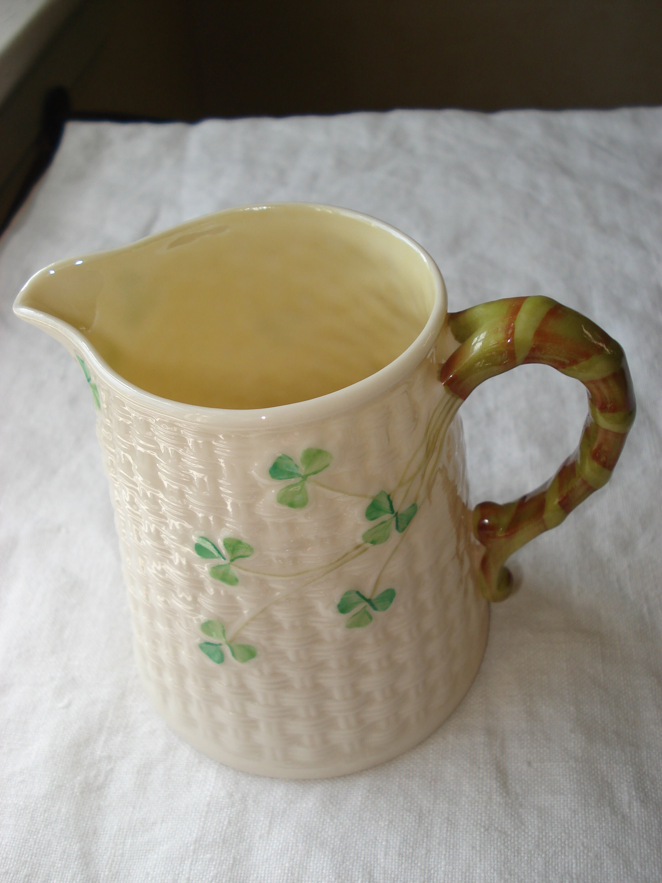 Belleek Small Pitcher Green Mark Etsy