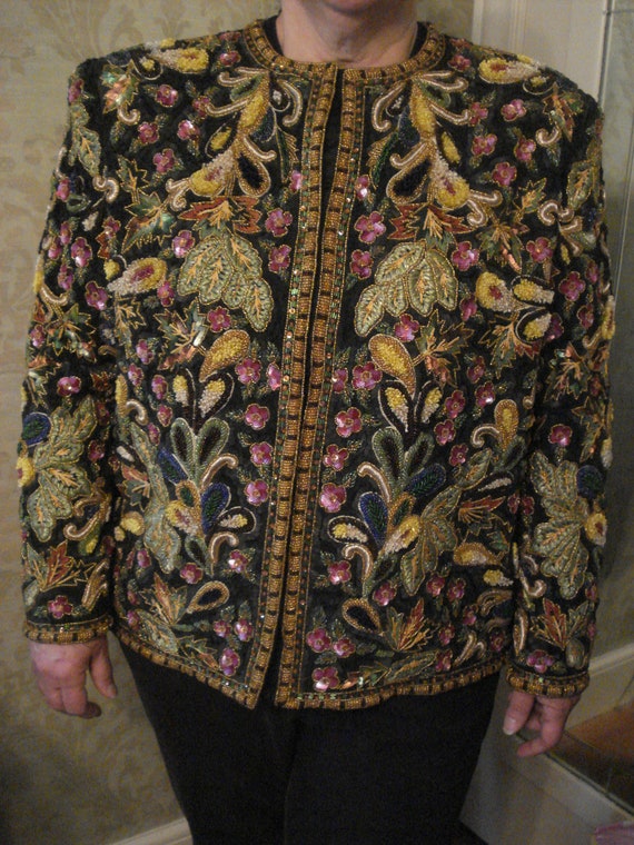 St. Martin By Jeanette Beaded Jacket, Size Large
