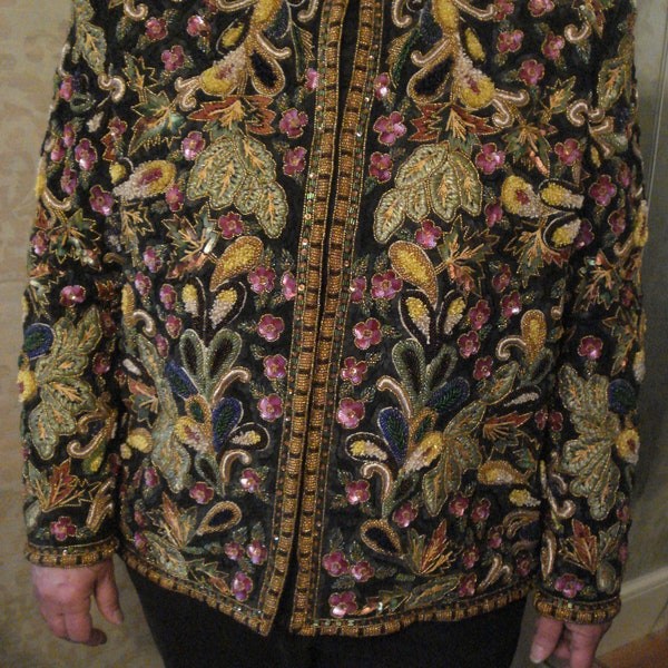 St. Martin By Jeanette Beaded Jacket, Size Large