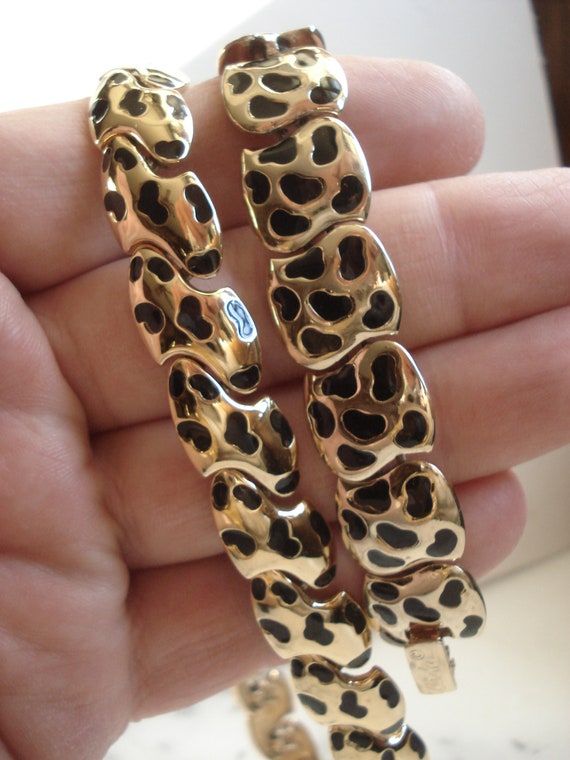 Carolee Leopard Gold and Black Choker and Bracelet