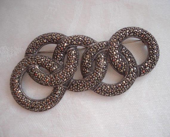 Sterling and Marcasite Multiple Circle Ring Pin