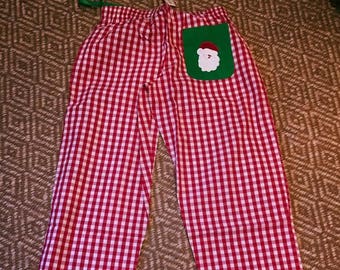 Santa Pajama Pants, Christmas PJs, Christmas Pajamas, Gingham Lounge Pants, Gingham PJs, Buffalo Check