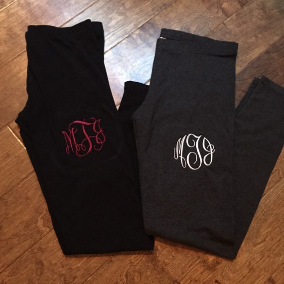 Monogrammed Leggings Etsy
