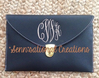 Monogrammed Clutch, Monogrammed Leather-Like Clutch, Personalized Clutch, Crossbody Clutch, Bridesmaid Gift