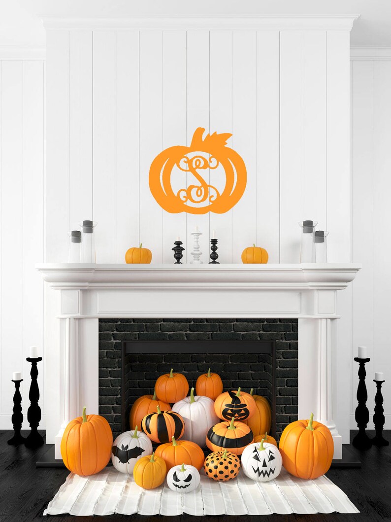 Monogrammed Door Hanger Wooden Monogrammed Pumpkin Fall Door Decor Wooden Pumpkin Wooden Monogram