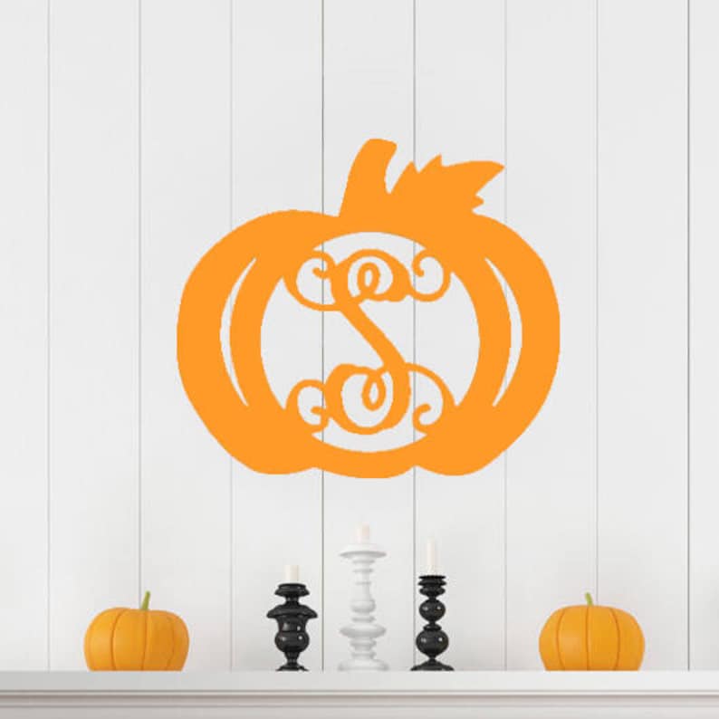 Monogrammed Door Hanger Wooden Monogrammed Pumpkin Fall Door Decor Wooden Pumpkin Wooden Monogram